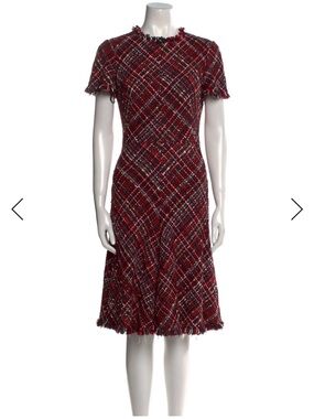 Alexander McQueen Tweed Short-Sleeve Fit & Flare Dress